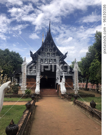 Thai Temple Blue Cloudy Sky 96830386