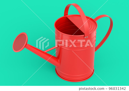 Watering can on green background. 3d render concept of gardening equipment tools 96831342