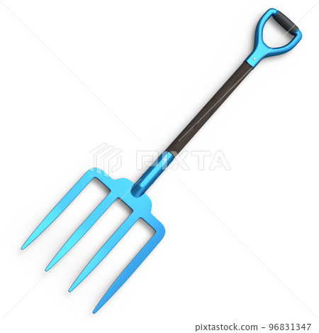 Garden pitchfork with wooden handle for harvesting hay on white background. Garden pitchfork with wooden handle for harvesting hay on white background. 96831347