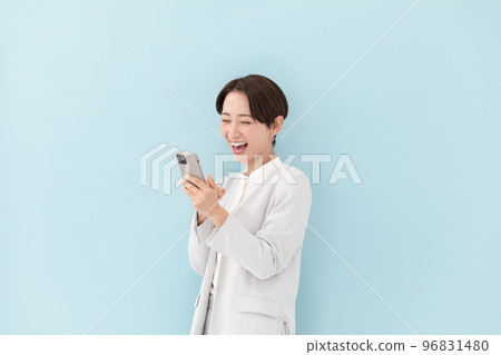 Business smartphone female blue back 96831480