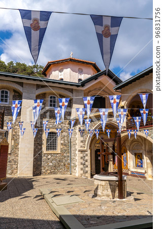 Courtyard of the Kykkos Monastery in Cyprus 96831756
