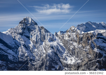 Top of the Schilthorn and view of Bernese Swiss alps, Switzerland Top of the Schilthorn and view of Bernese Swiss alps, Switzerland 96831942