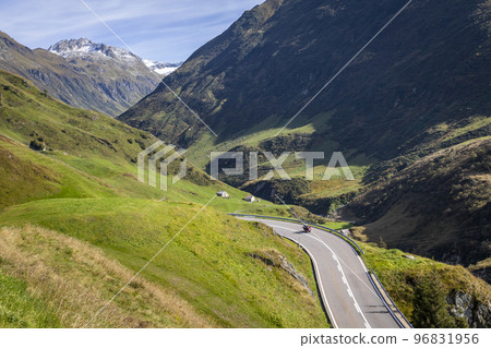 Oberalp mountain pass, dramatic road with swiss alps, Switzerland 96831956