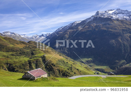 Oberalp mountain pass, dramatic road with swiss alps, Switzerland 96831958