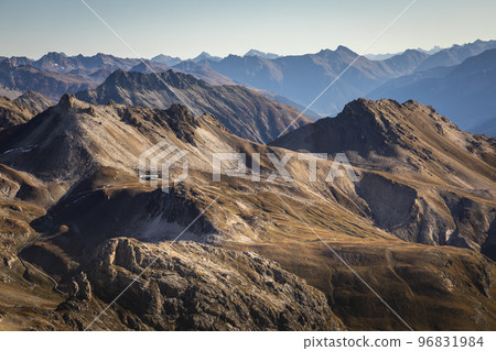 Dramatic landscape of swiss alps in upper Engadine, Graubunden, Switzerland 96831984