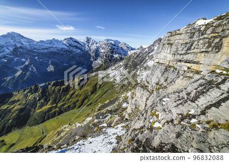 Top of the Schilthorn and view of Bernese Swiss alps, Switzerland 96832088
