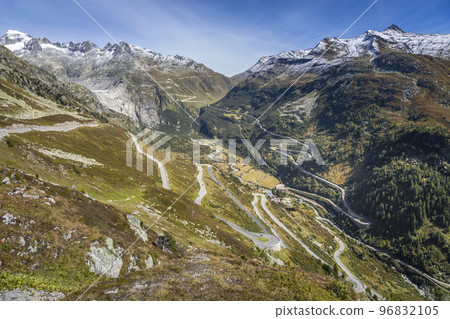 Grimsel and Furka mountain pass, dramatic road with swiss alps, Switzerland 96832105