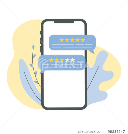WebFeedback customers review on a phone screen. People evaluating product, service. Website rating feedback concept. Trendy vector flat illustration WebFeedback customers review on a phone screen. People evaluating product, service. Website rating feedback concept. Trendy vector flat illustration 96833247