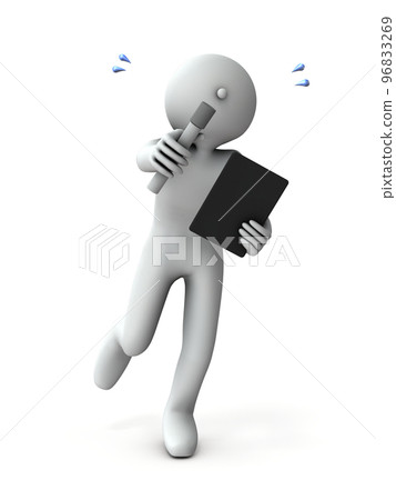 A rude reporter who chases and interviews the interviewee. Point the microphone at the subject. A rude reporter who chases and interviews the interviewee. Point the microphone at the subject. 96833269
