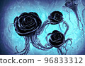 Abstract background. Flower underwater. Black Roses. 3d 96833312