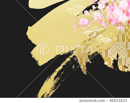 櫻花和金葉背景 96833833