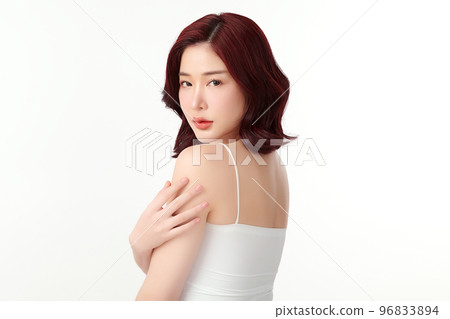 Beautiful young asian woman with clean fresh skin on white background, Face care, Facial treatment, Cosmetology, beauty and spa, Asian women portrait. 96833894