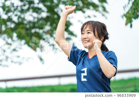 Soccer fans and supporters who win in soccer and give a guts pose Soccer fans and supporters who win in soccer and give a guts pose 96833909