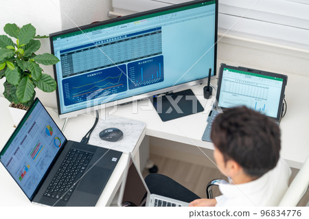 總務、會計、文員工作、銷售文員工作、一般文員工作、文員、電子表格、圖表、鳥瞰圖、多顯示器 96834776