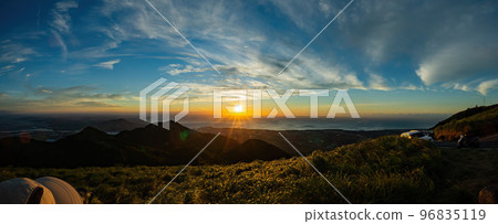 Sunset aerial landscape from Datunshan 96835119