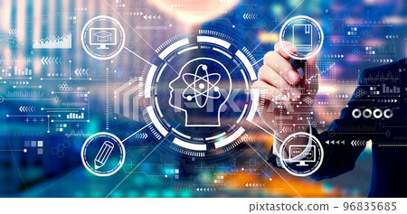 Online education concept with businessman 96835685