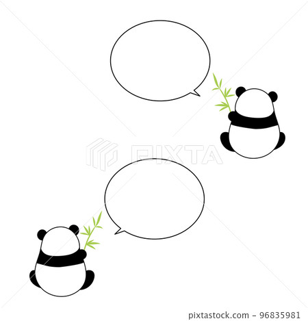一隻背影熊貓的講話泡泡左右抱竹樹 96835981