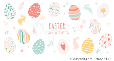 Hand drawn easter design decoration set (vector illustration) 96836178