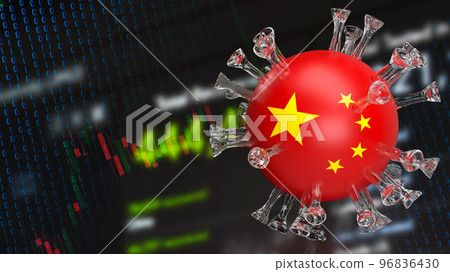 virus and china flag for medical or sci concept 3d rendering 96836430