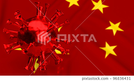 virus and china flag for medical or sci concept 3d rendering 96836431