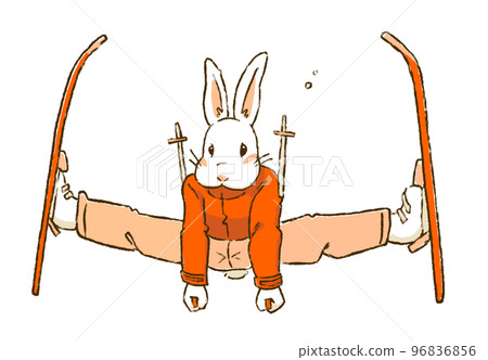 Illustration material of a rabbit ski jumping 96836856
