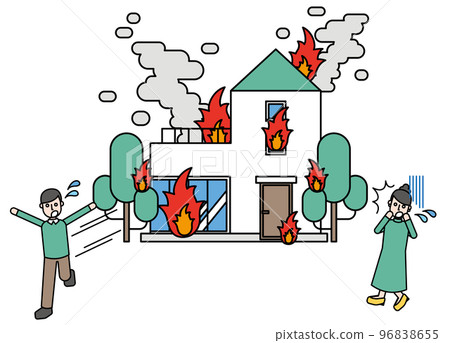 簡陋房屋因災害起火,居民逃離 簡陋房屋因災害起火,居民逃離 96838655