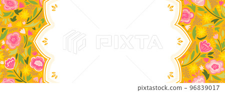 Asian-style vivid floral frame/background material (horizontal for banner) 96839017