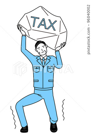 A man in work clothes suffering from tax increase (manager, manager, factory manager) 96840002