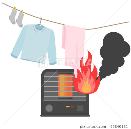 Cause of fire Illustration of drying laundry on the stove Cause of fire Illustration of drying laundry on the stove 96840181
