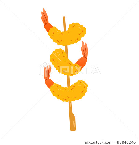 Tempura fried ebi. Shrimp yakitori. Suitable for decoration, sticker, icon, and others. 96840240
