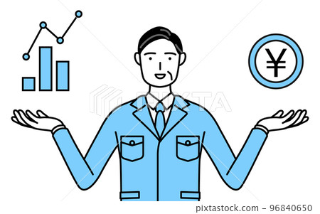 A man wearing work clothes that guides the image of DX conversion, performance and sales improvement (manager, manager, factory manager) 96840650