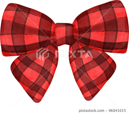 cute check striped ribbon hair bow tie watercolour illustration cute check striped ribbon hair bow tie watercolour illustration 96841015