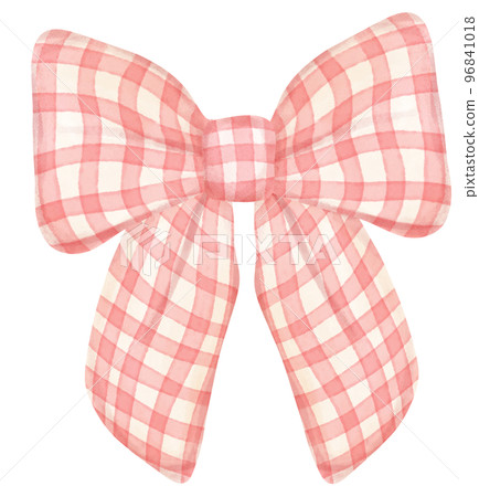 cute check striped ribbon hair bow tie watercolour illustration cute check striped ribbon hair bow tie watercolour illustration 96841018