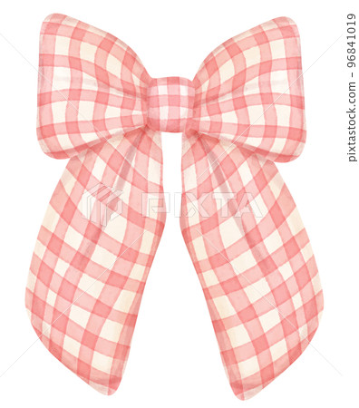 cute check striped ribbon hair bow tie watercolour illustration cute check striped ribbon hair bow tie watercolour illustration 96841019