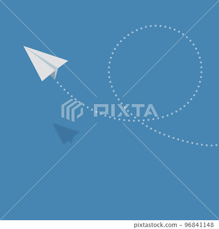 A vector illustration of a paper plane flying freely in the bright blue sky and performing a spectacular somersault A vector illustration of a paper plane flying freely in the bright blue sky and performing a spectacular somersault 96841148