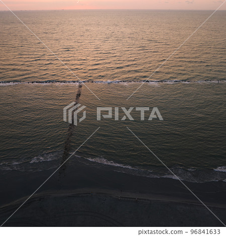 Sandy beach and adriatic sea at sunrise 96841633