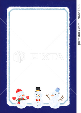 Cute snowman postcard template winter frame - Stock Illustration ...