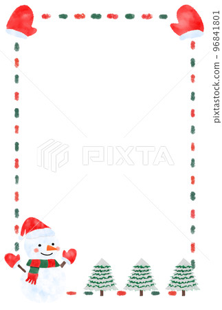 可愛的雪人聖誕賀卡明信片模板 96841801