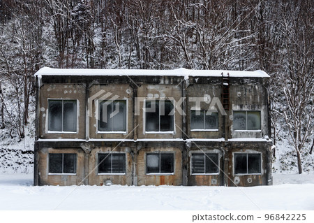 Bibai City, Hokkaido, snow-covered switching station nestled in Coal Mine Memorial Forest Park [December] 96842225