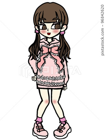 Girls wearing twintail ribbon lace clothes 96842620