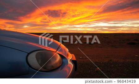 Fiery Outback Sky and Buddy's Car Fiery Outback Sky and Buddy's Car 96843419