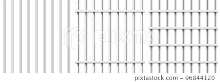 Realistic metal prison bars isolated on white background. Detailed jail cage, prison iron fence. Criminal background mockup. Creative vector illustration. Realistic metal prison bars isolated on white background. Detailed jail cage, prison iron fence. Criminal background mockup. Creative vector illustration. 96844120