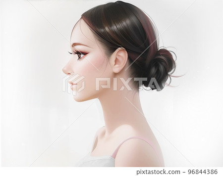 Beautiful / profile / beautiful skin / realistic illustration / beauty / esthetic / up hair / illustration material for women Beautiful / profile / beautiful skin / realistic illustration / beauty / esthetic / up hair / illustration material for women 96844386