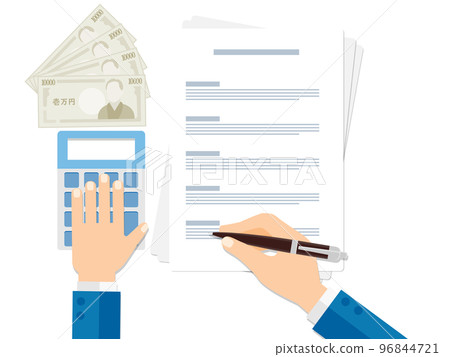 The hand of the suit to calculate and fill in with a calculator 96844721