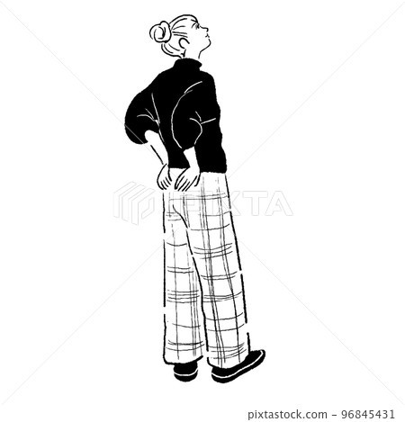 一個女人抬頭的線條畫 96845431