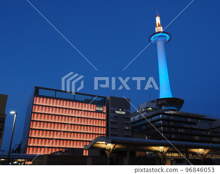 Kyoto Tower SAMURAI BLUE light up 96846053
