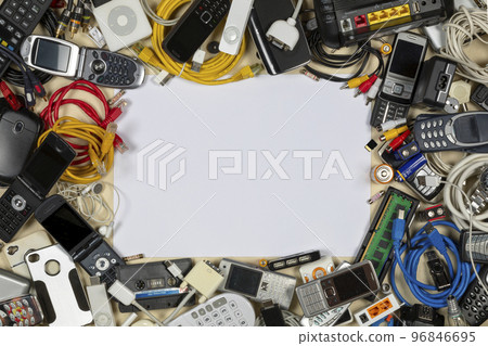 Obsolete electrical waste for recycling - Space for Text. 96846695