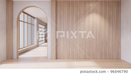 Muji style, Empty wooden room,Cleaning japandi room interior. 96846790