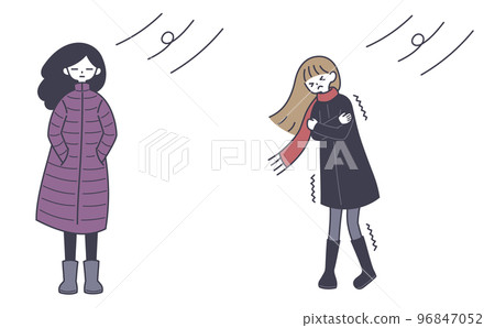 一個穿著冬衣忍受寒冷的女人 一個穿著冬衣忍受寒冷的女人 96847052