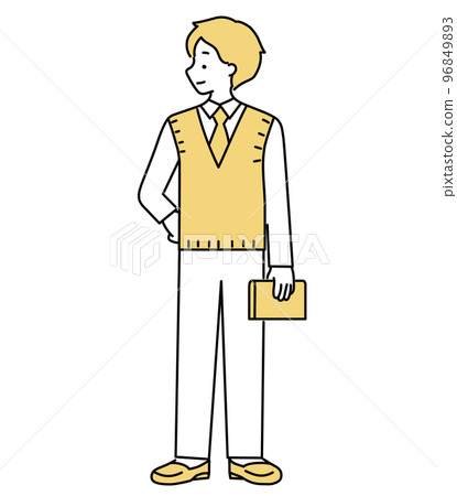 Illustration of a sideways man wearing a vest Illustration of a sideways man wearing a vest 96849893